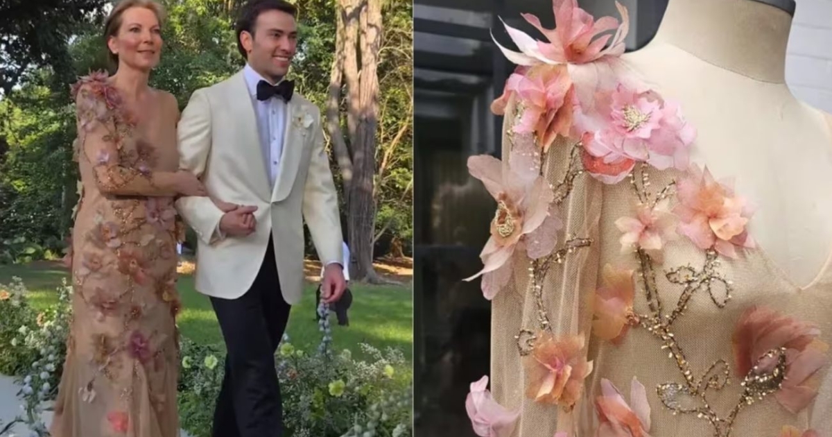 Quién diseñó el vestido de TUTINA SANTOS en BODA de su hijo