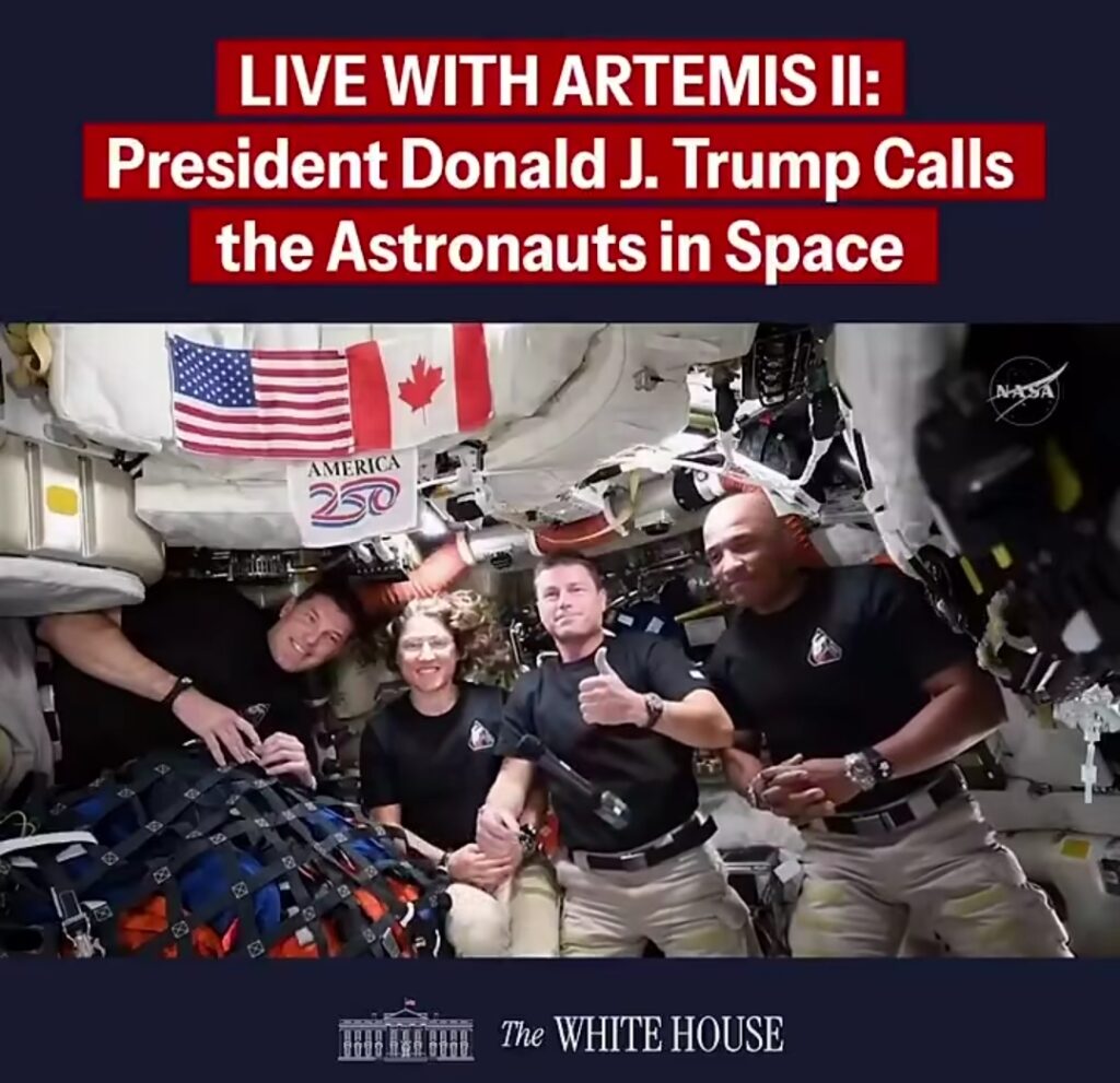 Trump elogia a tripulación de Artemis II tras sobrevuelo lunar
